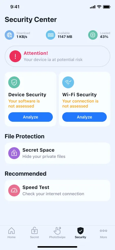Security center — Opti Cleaner screenshot